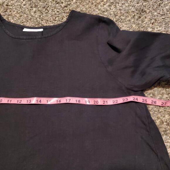 bryn WALKER Fran 100% Linen Bell Sleeve Black Flowy Top - Large - Picture 6 of 8